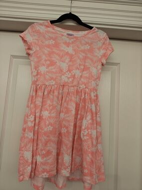 F&F Coral Pink Tropical Print Short Sleeve Dress